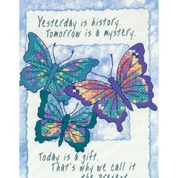 Cross Stitch Kit Dimensions Today Is A Gift #16730 Complete Stamped Sealed 5x7 - Picture 2 of 5